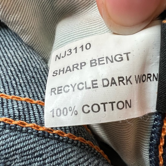 Nudie Jeans | Sharp Bengt Style in a Recycle Dark Worn Wash - W 30” L 34” - Picture 7 of 7